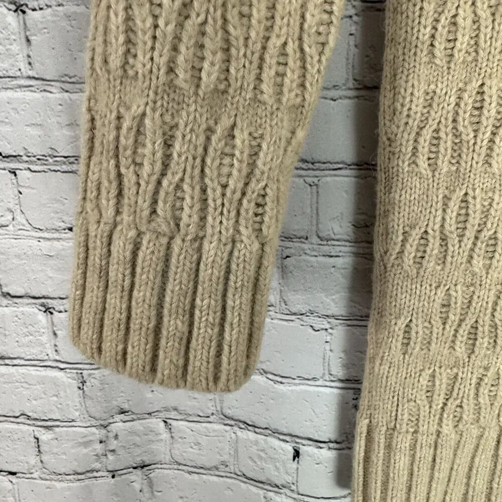 MM6 Maison Martin Margiela Cable Knit Mini Sweater Dress L Alpaca Wool Beige - Picture 6 of 13